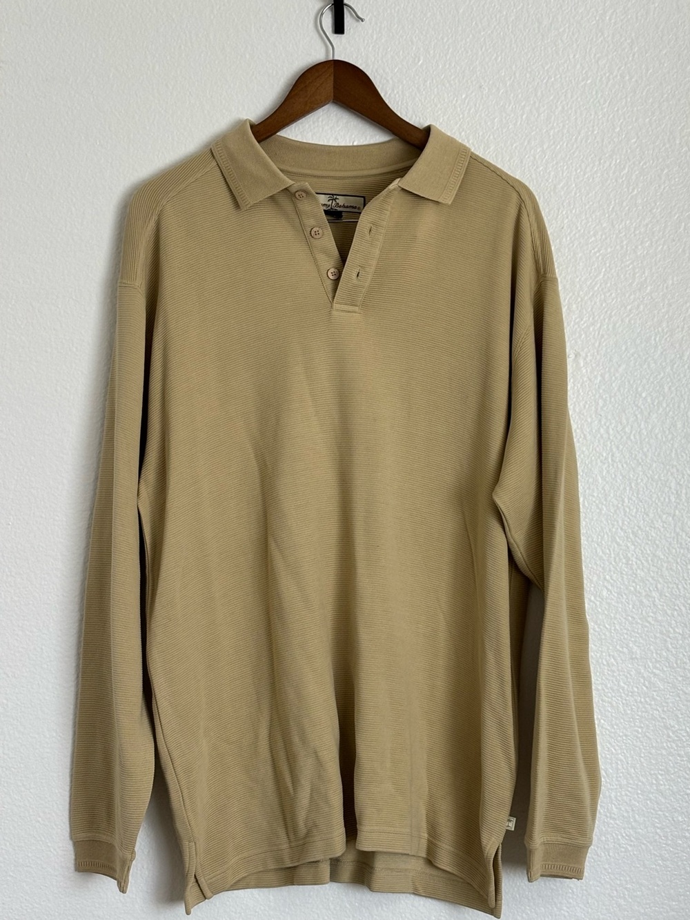 Tommy Bahama Long-Sleeve Polo in Beige/Tan